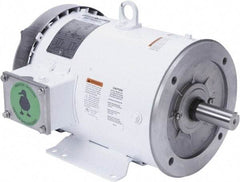 Leeson - 5 Max hp, 1,800 Max RPM, Premium Efficient Electric AC DC Motor - 230/460 V Input, Three Phase, 184TC Frame, C-Face with Base Mount, TEFC Enclosure - Exact Tool & Supply