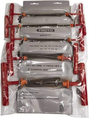 Proto - 11 Piece T-Handle Cushion Grip Tethered Hex Key Set - Hex Range 5/64 to 3/8" - Exact Tool & Supply