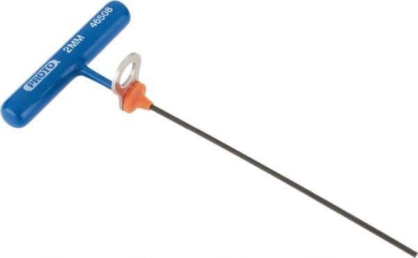 Proto - 2mm Hex, Tethered T-Handle Cushion Grip, Hex Key - 6" OAL, Alloy Steel, Metric System of Measurement - Exact Tool & Supply