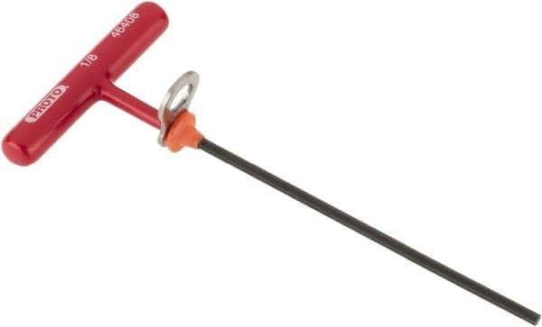 Proto - 1/8" Hex, Tethered T-Handle Cushion Grip, Hex Key - 6" OAL, Alloy Steel, Inch System of Measurement - Exact Tool & Supply