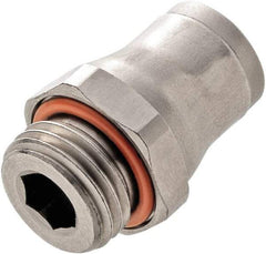 Legris - 6mm Outside Diam, M5x0.8 Metric, Stainless Steel Push-to-Connect Tube Male Connector - 435 Max psi, Tube to Metric Thread Connection, FKM O-Ring - Exact Tool & Supply
