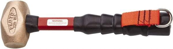 Proto - 41.6 oz Head 1-3/4" Face Brass Hammer - 13-3/4" OAL, Fiberglass Handle with Grip - Exact Tool & Supply
