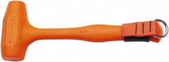 Proto - 28 oz Head 1-11/32 x 1-45/64" Face Diam Urethane Tethered Dead Blow Hammer - 13-1/4" OAL, Urethane Handle - Exact Tool & Supply