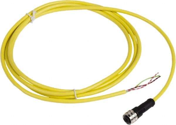 Telemecanique Sensors - 4 Amp, 1/2-20 UNF 3 Pin Female Straight Cordset Sensor and Receptacle - 250 VAC, 300 VDC, 2m Cable Length, IP67 Ingress Rating - Exact Tool & Supply