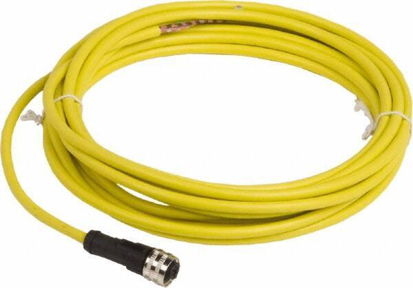 Telemecanique Sensors - 4 Amp, 1/2-20 UNF 3 Pin Female Straight Cordset Sensor and Receptacle - 250 VAC, 300 VDC, 5m Cable Length, IP67 Ingress Rating - Exact Tool & Supply