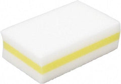 Ability One - 4-1/4" Long x 2.63" Wide x 1.38" Thick Cleansing Pad - Non-Abrasive, Yellow/White - Exact Tool & Supply