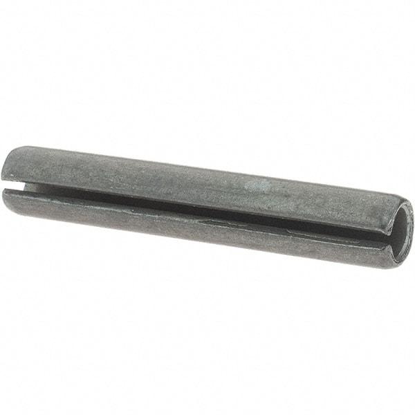 Made in USA - 1/4" Diam x 1-1/2" Long Slotted Spring Pin - Grade 1070-1090 Alloy Steel, Black Oxide Finish - Exact Tool & Supply