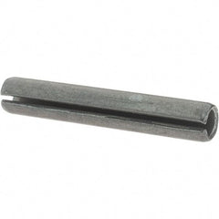 Made in USA - 1/4" Diam x 1-1/2" Long Slotted Spring Pin - Grade 1070-1090 Alloy Steel, Black Oxide Finish - Exact Tool & Supply