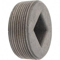 Made in USA - Class 150, 2" Black Pipe Countersunk Square Plug - Threaded, Malleable Iron - Exact Tool & Supply