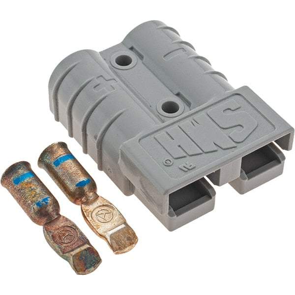 Made in USA - 6 AWG, 600 V, 50 A, Silver-Plated Copper Battery Connector - Gray - Exact Tool & Supply