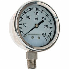 Value Collection - 2-1/2" Dial, 1/4 Thread, 0-300 Scale Range, Pressure Gauge - Exact Tool & Supply