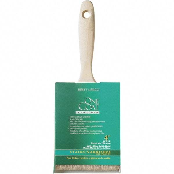 Krylon - 11/16" Flat White China Bristle Wall Brush - 4" Bristle Length, 3-1/4" Wood Beavertail Handle - Exact Tool & Supply