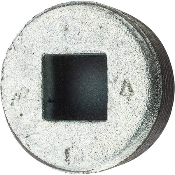 Made in USA - Size 2", Class 150, Malleable Iron Galvanized Pipe Countersunk Square Plug - 150 psi, Threaded End Connection - Exact Tool & Supply