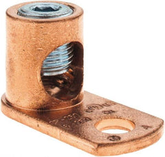 Made in USA - 6 AWG Noninsulated Crimp Connection Square Ring Terminal - 3/8" Stud, 1-31/32" OAL x 15/16" Wide, Copper Alloy Contact - Exact Tool & Supply