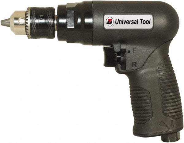Florida Pneumatic - 3/8" Reversible Keyed Chuck - Pistol Grip Handle, 1,800 RPM, 4 CFM, 0.75 hp, 90 psi - Exact Tool & Supply