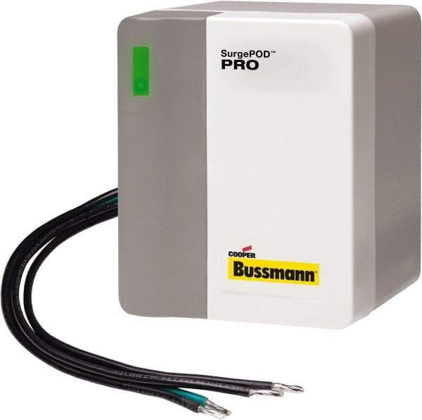 Cooper Bussmann - 3 Pole, 3 Phase, 10 kA Nominal Current, 4-1/8 Inch Long x 3-3/8 Inch Wide x 4-1/16 Inch Deep, Hardwired Surge Protector - Panel Mount, 4X, 200 kA Short Circuit Current, 480 V, 550 VAC Operating Voltage, 40 kA Surge Protection - Exact Tool & Supply