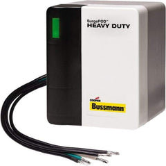 Cooper Bussmann - 3 Pole, 3 Phase, 20 kA Nominal Current, 4-1/8 Inch Long x 3-3/8 Inch Wide x 4-1/16 Inch Deep, Hardwired Surge Protector - Panel Mount, 4X, 200 kA Short Circuit Current, 240 V, 320 VAC Operating Voltage, 50 kA Surge Protection - Exact Tool & Supply