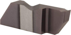 Tool-Flo - 0.375FLG CB Grade AC3, 0.145" Cutting Width Carbide Grooving Insert - 1/4" Max Depth of Cut, Right Hand, .005 to .010" Corner Radius, AlTiN Finish - Exact Tool & Supply