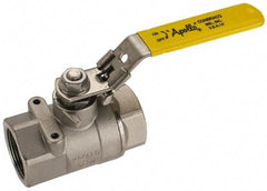 Apollo - 1-1/4" Pipe, Standard Port, Stainless Steel Standard Ball Valve - 2 Piece, NPT Ends, Locking Lever Handle, 600 WOG, 150 WSP - Exact Tool & Supply