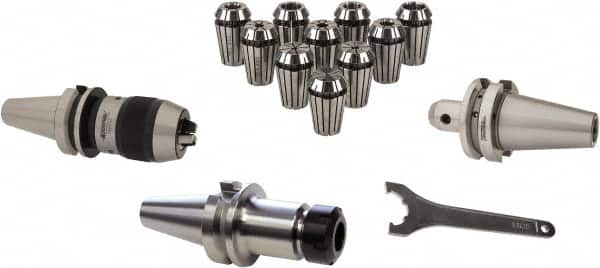 Accupro - 0.02 to 0.393", 0.078 to 0.787" Collets, 39 Piece, BT40 Rotary Tooling Package - Exact Tool & Supply