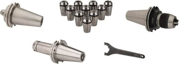 Accupro - 0.02" to 0.393", 0.078 to 0.787" Collets, 41 Piece, CAT50 Rotary Tooling Package - Exact Tool & Supply