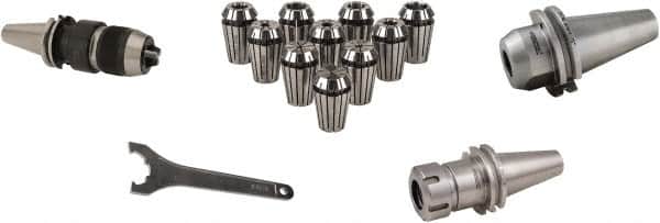 Accupro - 0.02 to 0.393", 0.078 to 0.787" Collets, 43 Piece, CAT40 Rotary Tooling Package - Exact Tool & Supply