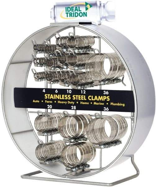 IDEAL TRIDON - 250 Piece, 1/4 to 2-3/4" Diam, Worm Drive Clamp Set - 40 Micro 4, 40 Micro 6, 40 Size 10, 40 Size 12, 30 Size 20, 30 Size 28 & 30 Size 36 - Exact Tool & Supply