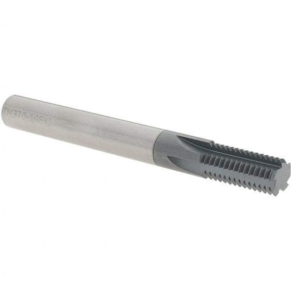 Scientific Cutting Tools - 3/8" Shank Diam, AlTiN+ Coating, Solid Carbide Straight Flute Thread Mill - 5 Flutes, 3-1/2" OAL - Exact Tool & Supply