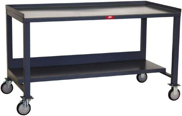 Jamco - 3 Side Retention Mobile Work Bench - Steel, Gray, 60" Long x 30" Deep x 35" High - Exact Tool & Supply