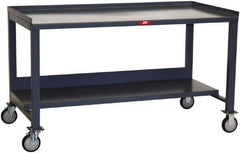 Jamco - 3 Side Retention Mobile Work Bench - Steel, Gray, 60" Long x 30" Deep x 35" High - Exact Tool & Supply