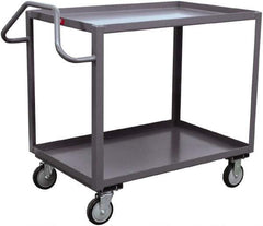 Jamco - 1,200 Lb Capacity, 18" Wide x 36" Long x 35" High Ergonomic Utility Cart - 2 Shelf, Steel, 2 Rigid/2 Swivel Casters - Exact Tool & Supply