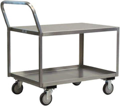 Jamco - 1,200 Lb Capacity, 48" Wide x 24" Long x 27" High Service Cart - 2 Shelf, Stainless Steel, 2 Rigid/2 Swivel Casters - Exact Tool & Supply