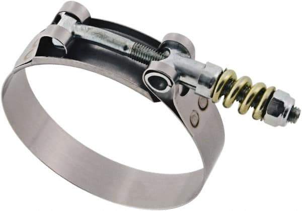 IDEAL TRIDON - 3-3/4 to 4-1/16" Hose, 3/4" Wide, T-Bolt Spring Loaded Clamp - 3-3/4 to 4-1/16" Diam, Stainless Steel - Exact Tool & Supply
