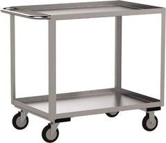 Jamco - 1,200 Lb Capacity, 18" Wide x 24" Long x 35" High Service Cart - 2 Shelf, Stainless Steel, 2 Rigid/2 Swivel Casters - Exact Tool & Supply