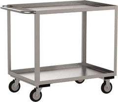 Jamco - 1,200 Lb Capacity, 18" Wide x 36" Long x 35" High Service Cart - 2 Shelf, Stainless Steel, 2 Rigid/2 Swivel Casters - Exact Tool & Supply