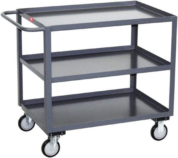 Jamco - 1,200 Lb Capacity, 30" Wide x 36" Long x 35" High Service Cart - 3 Shelf, Steel, 2 Rigid/2 Swivel Casters - Exact Tool & Supply