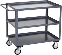Jamco - 1,200 Lb Capacity, 30" Wide x 36" Long x 35" High Service Cart - 3 Shelf, Steel, 2 Rigid/2 Swivel Casters - Exact Tool & Supply