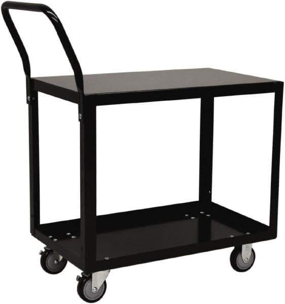 Jamco - 800 Lb Capacity, 18" Wide x 24" Long x 28" High Shelf Cart - 2 Shelf, Steel, 2 Rigid/2 Swivel Casters - Exact Tool & Supply