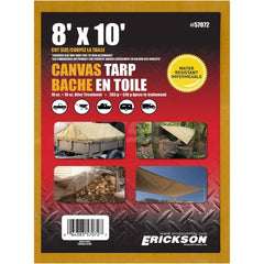 Erickson Manufacturing - Tarps & Dust Covers; Material: Canvas ; Width (Feet): 8.00 ; Grommet: Yes ; Color: Beige ; Length: 10 ; Additional Information: Finished Size May Vary Due to Hem Allowance - Exact Tool & Supply