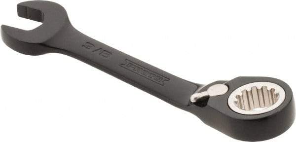 Proto - 3/8" 12 Point Offset Combination Wrench - 15° Offset Angle, 3-3/4" OAL, Steel, Black Chrome Finish - Exact Tool & Supply
