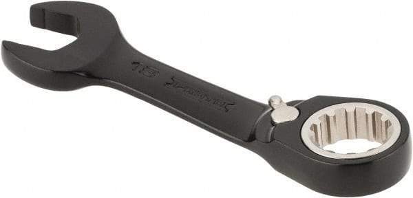 Proto - 18mm 12 Point Offset Combination Wrench - 15° Offset Angle, 5-5/32" OAL, Steel, Black Chrome Finish - Exact Tool & Supply
