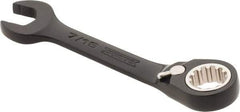 Proto - 7/16" 12 Point Offset Combination Wrench - 15° Offset Angle, 4" OAL, Steel, Black Chrome Finish - Exact Tool & Supply