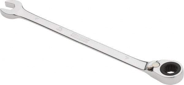 Proto - 7mm 12 Point Combination Wrench - 0° Offset Angle, 5-1/2" OAL, Steel, Chrome Finish - Exact Tool & Supply