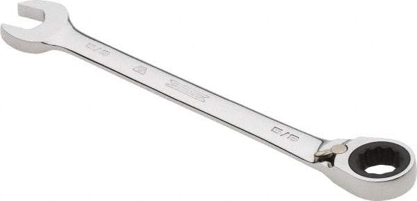 Proto - 5/8" 12 Point Combination Wrench - 0° Offset Angle, 8-3/16" OAL, Steel, Chrome Finish - Exact Tool & Supply
