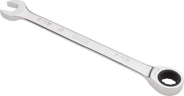 Proto - 7/16" 12 Point Combination Wrench - 0° Offset Angle, 6-1/2" OAL, Steel, Chrome Finish - Exact Tool & Supply