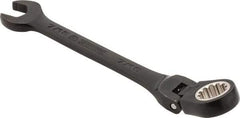 Proto - 7/16" 12 Point Flexhead Combination Wrench - 15° Offset Angle, 5" OAL, Steel, Black Chrome Finish - Exact Tool & Supply
