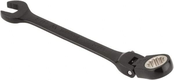Proto - 3/8" 12 Point Flexhead Combination Wrench - 15° Offset Angle, 5" OAL, Steel, Black Chrome Finish - Exact Tool & Supply
