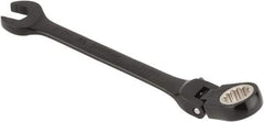 Proto - 3/8" 12 Point Flexhead Combination Wrench - 15° Offset Angle, 5" OAL, Steel, Black Chrome Finish - Exact Tool & Supply