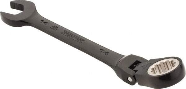 Proto - 14mm 12 Point Flexhead Combination Wrench - 15° Offset Angle, 6" OAL, Steel, Black Chrome Finish - Exact Tool & Supply