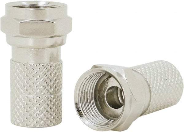 Ideal - Straight, F Type Crimp Coaxial Connector - Compatible with RG6, Brass Contact, Brass Body - Exact Tool & Supply